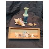 Shell, small vase and Mineral Specimens