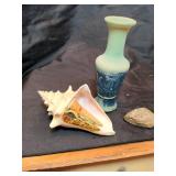 Shell, small vase and Mineral Specimens