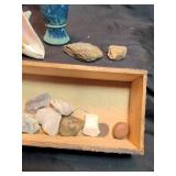 Shell, small vase and Mineral Specimens