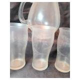 Princess House Heritage Pitcher with Etched Tumblers