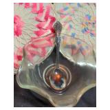 Hand painted pitcher, doilies, bowl and sugar spoon