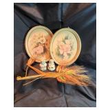 Floral framed prints with Porcelain Salt & Pepper Shakers