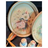 Floral framed prints with Porcelain Salt & Pepper Shakers