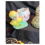 Ceramic bird collection with Halloween necklaces