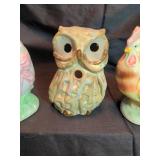 Ceramic bird collection with Halloween necklaces