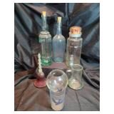Assorted glass wear and Avon Rosepoint Bell perfume.