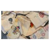 Hand Embroidered Floral Doilies and Linens Collection