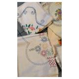Hand Embroidered Floral Doilies and Linens Collection