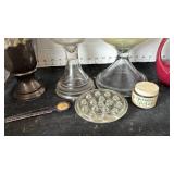 Two kerosene lamps, two vases and more