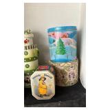 Christmas Box and miscellaneous tins