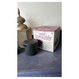 Seed sprouted, light fixture, oil can, car ashtray and more