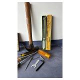 Hand tools, including a hammer and screwdrivers