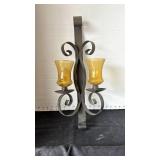 Metal and glass candle holder.