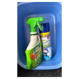 Tub of cleaning supplies