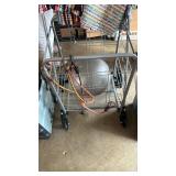 Metal cart on wheels, rugs and bungees