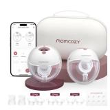Momcozy M5 Smart APP Controlled Wearable Breast Pump, Hands-Free Wireless Electric Pump, 3 Modes 9 Suction Levels, BPA-Free, Portable Lightweight, 24mm Flange, 2-Pack Cozy Red