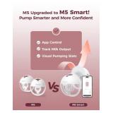 Momcozy M5 Smart APP Controlled Wearable Breast Pump, Hands-Free Wireless Electric Pump, 3 Modes 9 Suction Levels, BPA-Free, Portable Lightweight, 24mm Flange, 2-Pack Cozy Red