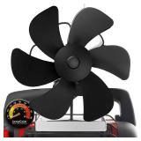 JossaColar Wood Stove Fan Compatible for Buddy Heater (with Bracket & Thermometer), Heat Powered Fireplace Fan Thermal Fan, Outdoor Camping/Picnics/Indoor Use