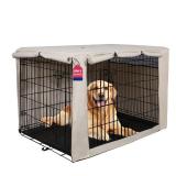 HiCaptain Dog Crate Cover 48.0 L x 30.0 W x 33.0 H with Breathable Mesh, Durable Heavy Duty Kennel Cover, Dual Zippered Panels, Windproof Waterproof UV-Resistant(Beige)