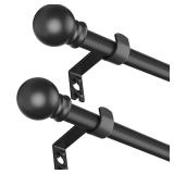 SMODBRODRE 2 Pack Curtain Rods for Window 32 and 48, Black 5/8 inch Splicing Single Window Curtain Rod Set with Brackets