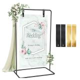 ParseBio Wedding Sign Holder, 68x31x 20 Adjustable Black Welcome Sign Stand with Leather Sign Hanging Straps, Sign Rack,Heavy Duty Easel for Valentines Day, Wedding Seating Chart Stand