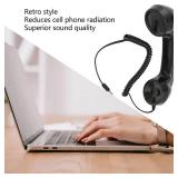 HEEPDD Retro Handheld Cell Phone Receiver, Black Wired Telephone Handset with Microphone, 3.5mm Connector for Mobile Phones, Computers