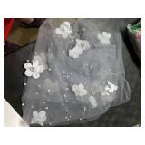 Coberllus Newborn Photography Props Boys Girls Wrap Blanket Baby Photo Shoot Floral Pearl Decorative Mesh Rug Layer Basket Filler (Light Gray)