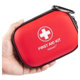 Mini First Aid Kit - 120 Piece Small Waterproof Hard Shell Medical Kit for Car, Home, Office, Travel, Camping, Sports, Outdoor, School - Emergency First Aid Supplies and Survival Kit (Red)