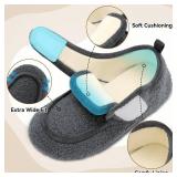 BARERUN Unisex Mens Womens Cozy Slippers Casual Slip on Warm House Shoes Indoor Outdoor Flat Sandal Slippers With Rubber Sole Wide Shoes Grey 9.5-10 Women 8-8.5 Men