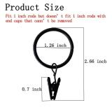 15 Pack Curtain Rings with Clips, Window Clip Rings Black Curtain Hooks Hangers Clip Rings for Hanging Drapery Drapes Bows, Small 1.26 Inch in Diameter, Fits up to 1 Rod