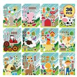 36 PCS Farm Animal Stickers Sheets, Make-a-face Sticker, Make Your Own Stickers for Kids Farm Themed Party Favors Supplies Craft Birthday Gift for Girls Boys