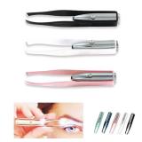 1st Choice 3 Stainless Steel Make Up LED Light Eyelash Eyebrow Hair Removal Lighted Tweezer