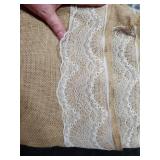 Tondiamo 3.33 ft x 15 ft Wedding Aisle Runner Outdoor Natural Burlap for Wedding Ceremony Wide Rustic Jute Carpet Rug with Lace Black Printing Outdoor Beach Ceremony Decorations for Garden Lawn Church