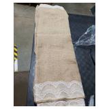 Tondiamo 3.33 ft x 15 ft Wedding Aisle Runner Outdoor Natural Burlap for Wedding Ceremony Wide Rustic Jute Carpet Rug with Lace Black Printing Outdoor Beach Ceremony Decorations for Garden Lawn Church