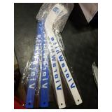 VioraWhite 8 Pcs Mini Knee Hockey Stick and Ball Set Knee Hockey Set Includes 4 Mini Sticks and 4 Foam Balls for Sports Winter Indoor Floor(White Blue)