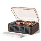 CARONSORT CD Player with Speakers Bluetooth Nostalgic Retro Portable CD Players for Home Wood Music Player FM Radio for HomeWired and Remote Control-Walnut Brown