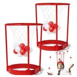 Novelty Place Head Basketball Hoop Party Game Set for Kids & Adults - Adjustable Basketball Headband with 20 Balls - Red & White