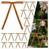 Dulinkas 24Pcs Velvet Ribbon Bows for Christmas Tree - Vintage Decor, Door Garland, Wreath Decorations, Home & Wedding Decoration - Clear Twist Tie, 5x7 Inch, 3/8