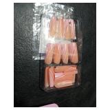 Pink Press on Nails Long Square BAOYAALIN, Cute Fake Nails with Glitter Design Gel Glue on Nails for Women Girls Full Cover Acrylic Artificial False Stick on Nail for Wedding 24Pcs in 12 Sizes