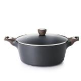 SENSARTE Nonstick Stock Pot with Lid, 2.6/4.5/6.6/8.5 QT Soup Pot Casserole Pot, Healthy Pasta Pot, Large Deep Cooking Pot, Big Sauce Pot Stew Pot, Induction Compatible, PFOA PFOS APEO Free, Black