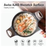 SENSARTE Nonstick Stock Pot with Lid, 2.6/4.5/6.6/8.5 QT Soup Pot Casserole Pot, Healthy Pasta Pot, Large Deep Cooking Pot, Big Sauce Pot Stew Pot, Induction Compatible, PFOA PFOS APEO Free, Black