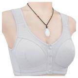 Ribbed Bras for Women Front Closure No Underwire Comfort Senior Wireless Snap Closing Bra White 36B
