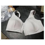 Ribbed Bras for Women Front Closure No Underwire Comfort Senior Wireless Snap Closing Bra White 36B