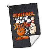 rofiowa Sometimes I Can Almost Hear The Ten Pin Laughing at Me Polyester and Cotton Blend Printed Sport Towel with Clip, Funny Bowling Accessories for Men Women, Bowling Gifts for Bowlings Lover