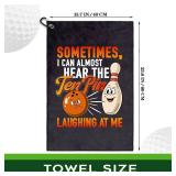 rofiowa Sometimes I Can Almost Hear The Ten Pin Laughing at Me Polyester and Cotton Blend Printed Sport Towel with Clip, Funny Bowling Accessories for Men Women, Bowling Gifts for Bowlings Lover