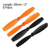 uxcell RC Propellers 55mm CW CCW 2-Vane Main Rotors Black Orange 8 Pairs