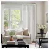 100 Inch Light Filtering Curtains for Sliding Glass Doors 2 Panels Set Pinch Pleated for Track System Farmhouse Boho Beige White Linen Curtain Privacy Semi Sheer Viral Window Drapes for Dining Room