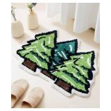 MMQSTN New Series Green Christmas Tree Bathroom Rug Floor Bath Mat Gift Waterproof Anti-Slip Soft Absorbent Cute Rugs 31.2