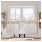 Lino Rosa Kitchen Curtains Sets for Windows,18 Inch Farmhouse Boho Short Curtain 2 Pack