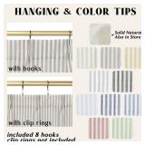 Lino Rosa Kitchen Curtains Sets for Windows,18 Inch Farmhouse Boho Short Curtain 2 Pack